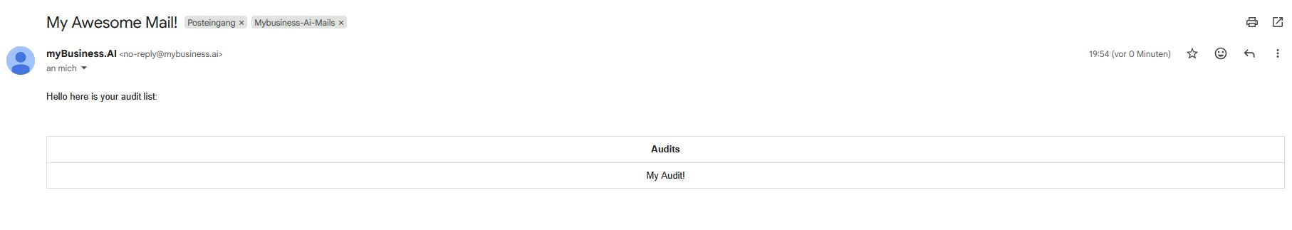 Email Result with Center Alignment