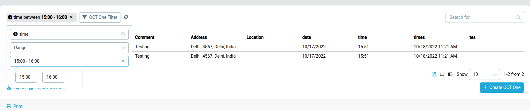 Time filtering by period
